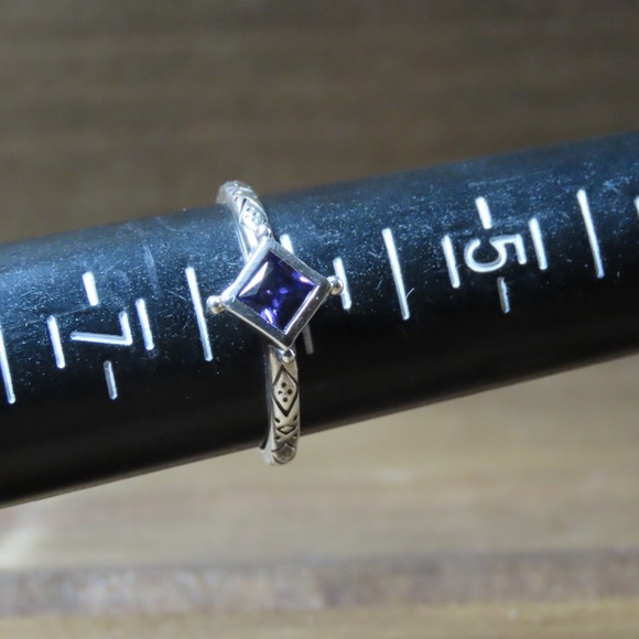 Silpada Belle Fleur Sterling Silver Purple CZ Stack Ring R2748 Size 6 - Picture 6 of 6